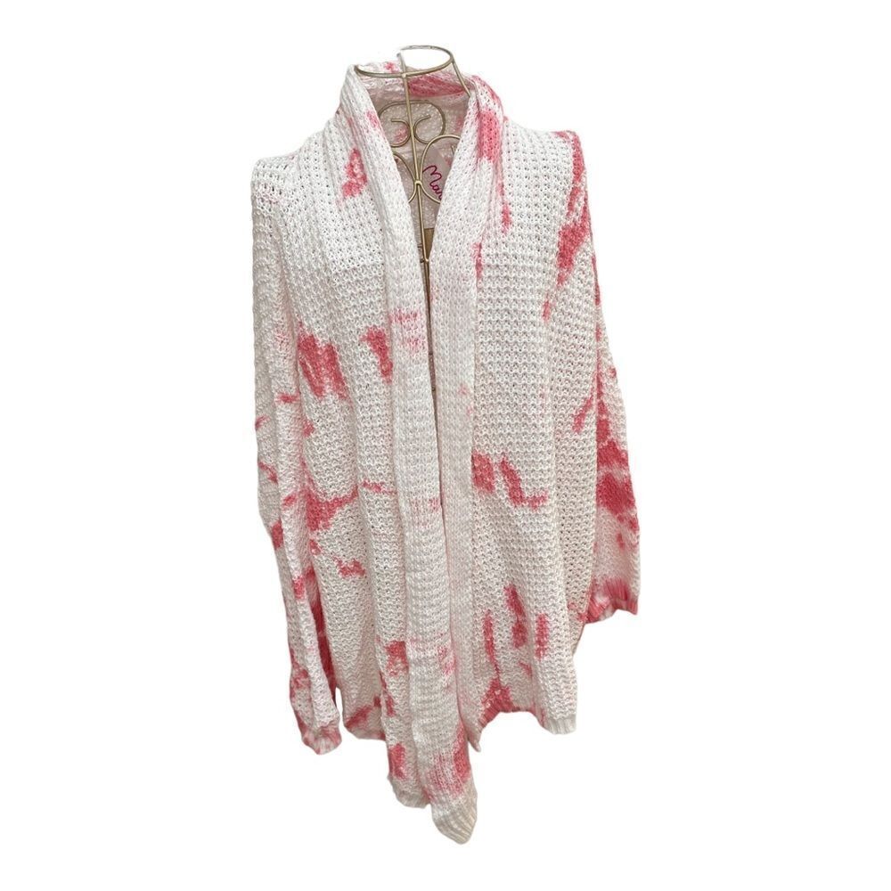 Maronie x Revolve Tie Dye Waffle Knit Open Cardigan NWT Size M Pink